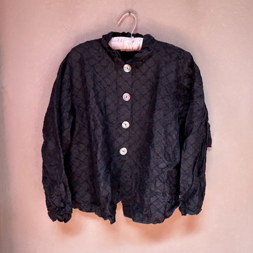 Spin Studio Womens Size Medium Button-Front Ruffl… - image 1